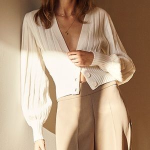 Aritzia Plunge Front Cardigan Oak